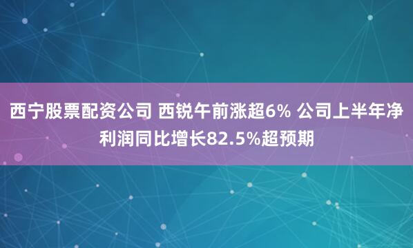 西宁股票配资公司 西锐午前涨超6% 公司上半年净利润同比增长82.5%超预期